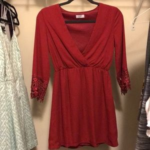Crimson tobi mini long sleeve dress